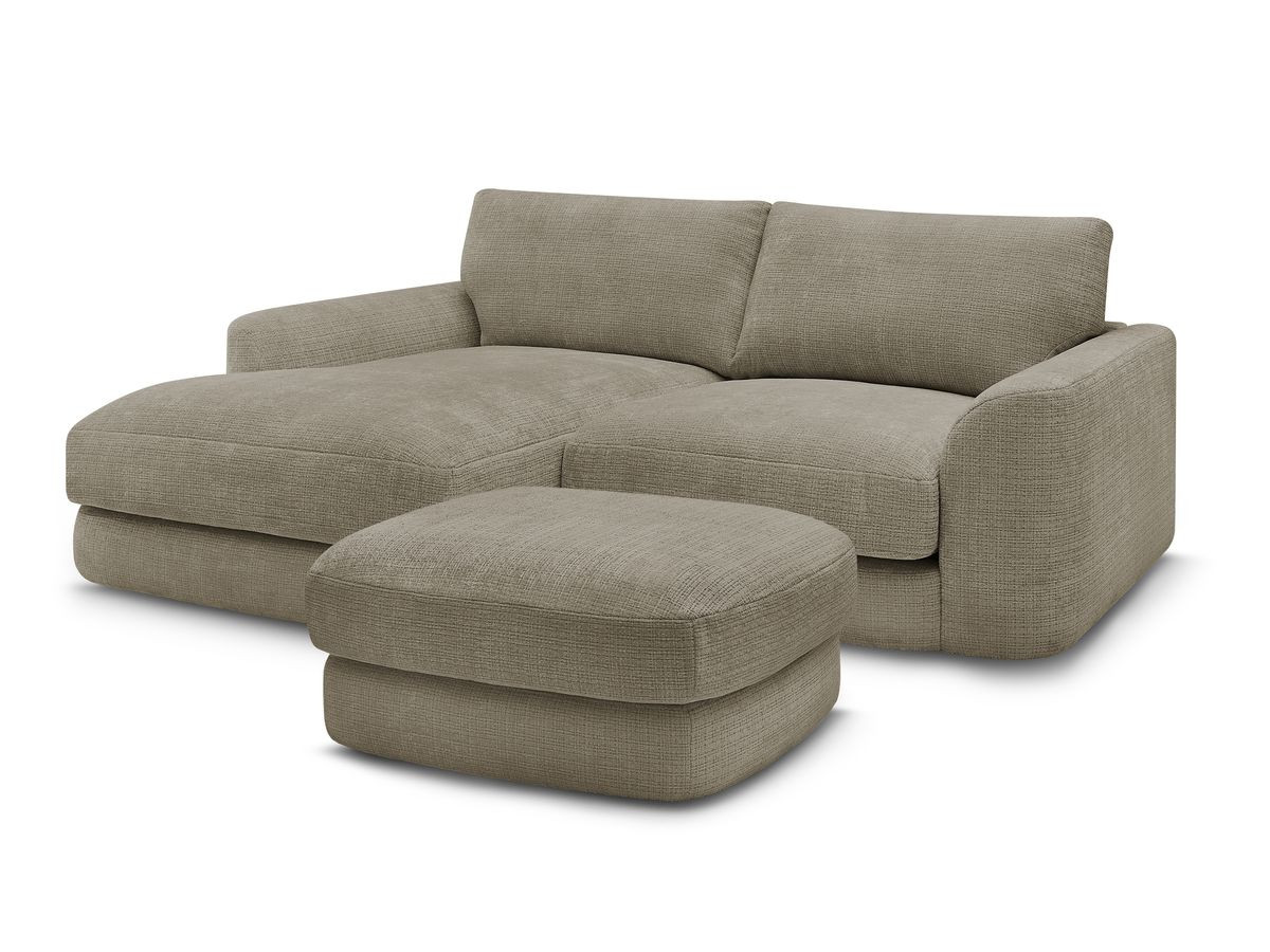 Bobochic Leonore Ecksofa mit Pouf Strukturstoff Taupe Ecke links