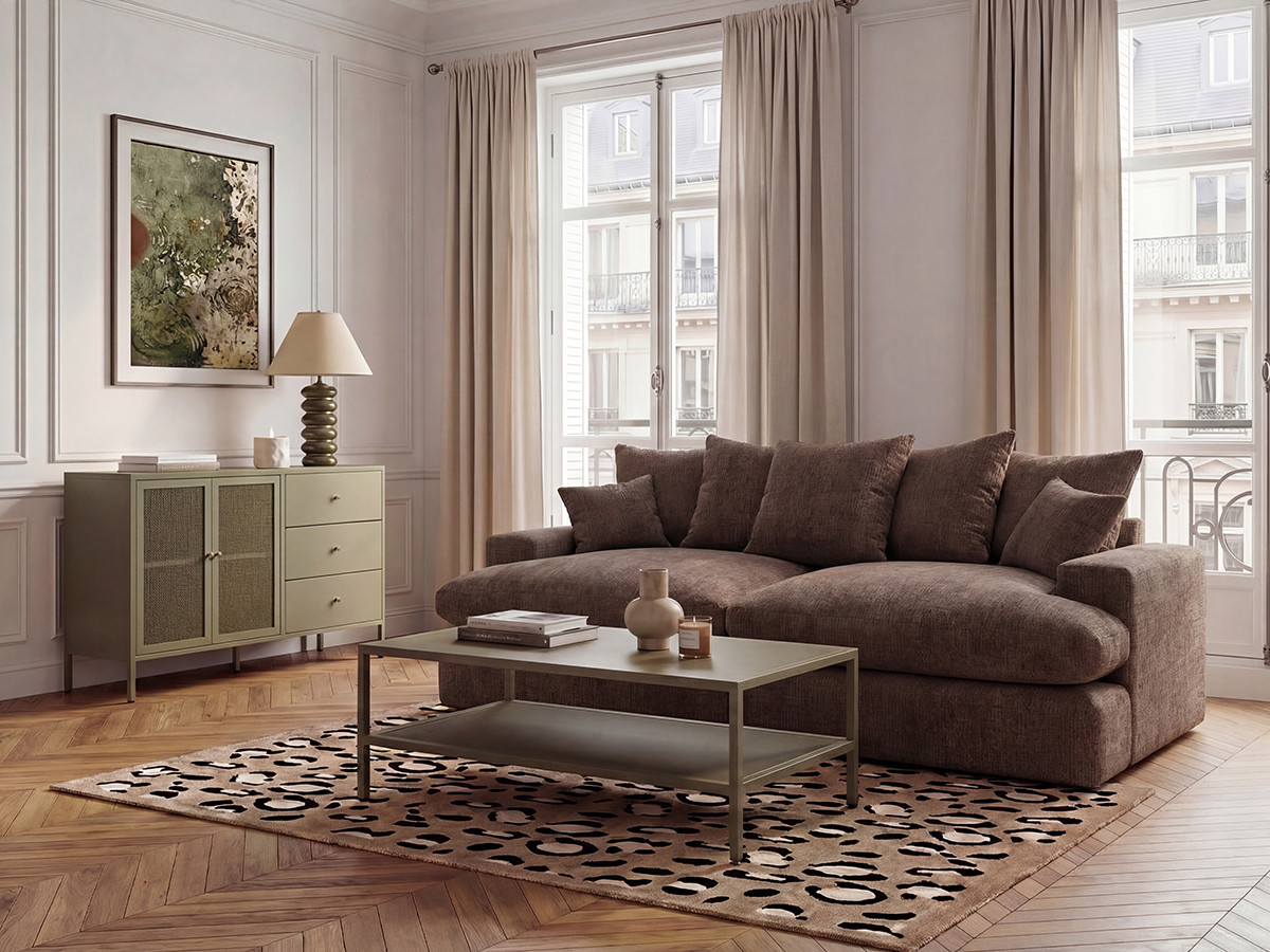 Bobochic Nevada Sofa 3-Sitzer 226 × 150 cm Stoff Braun