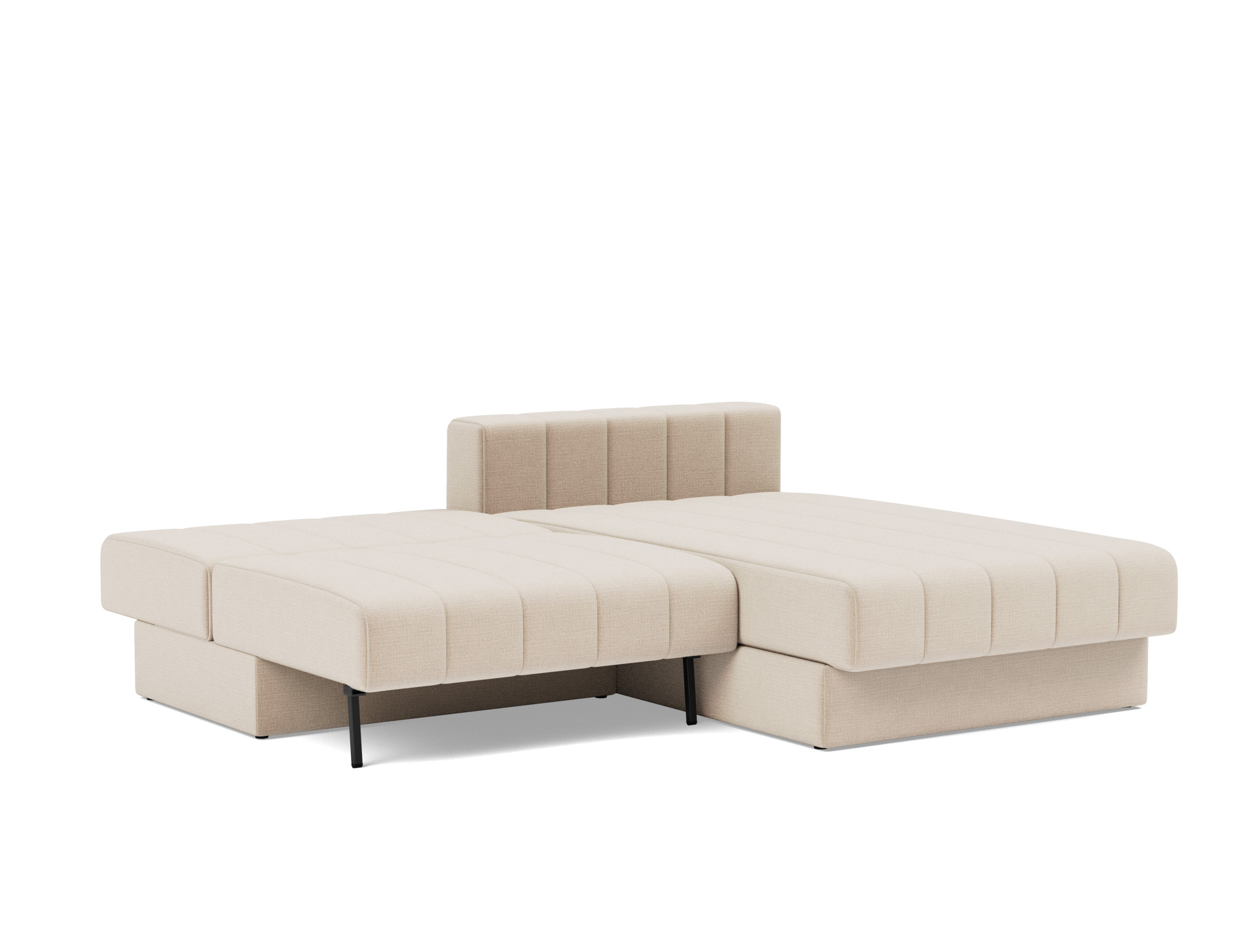Schlafsofa Akello mit Chaiselongue Chenille Esina 410-Almond-Beige