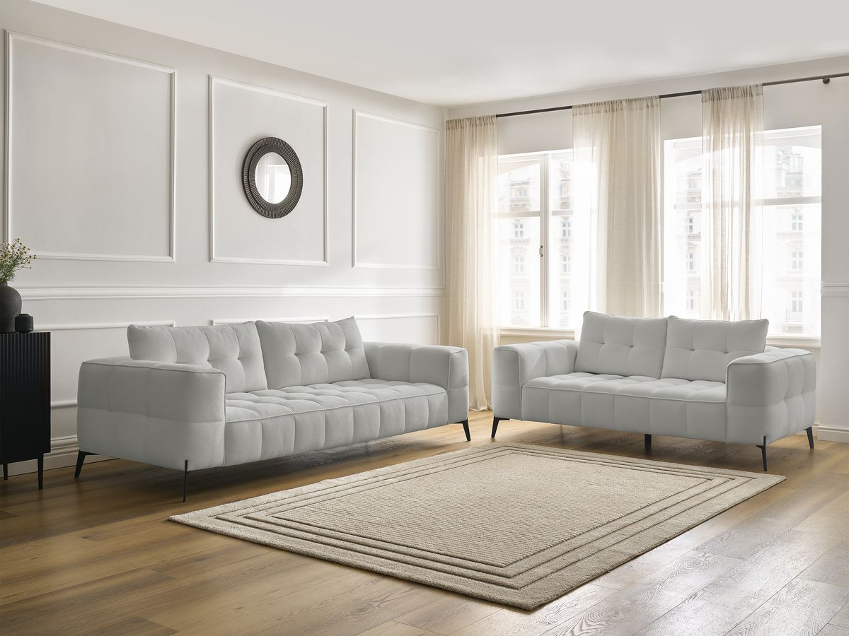 Bobochic Anis Sofa-Set 3- und 2-Sitzer Strukturstoff Hellgrau