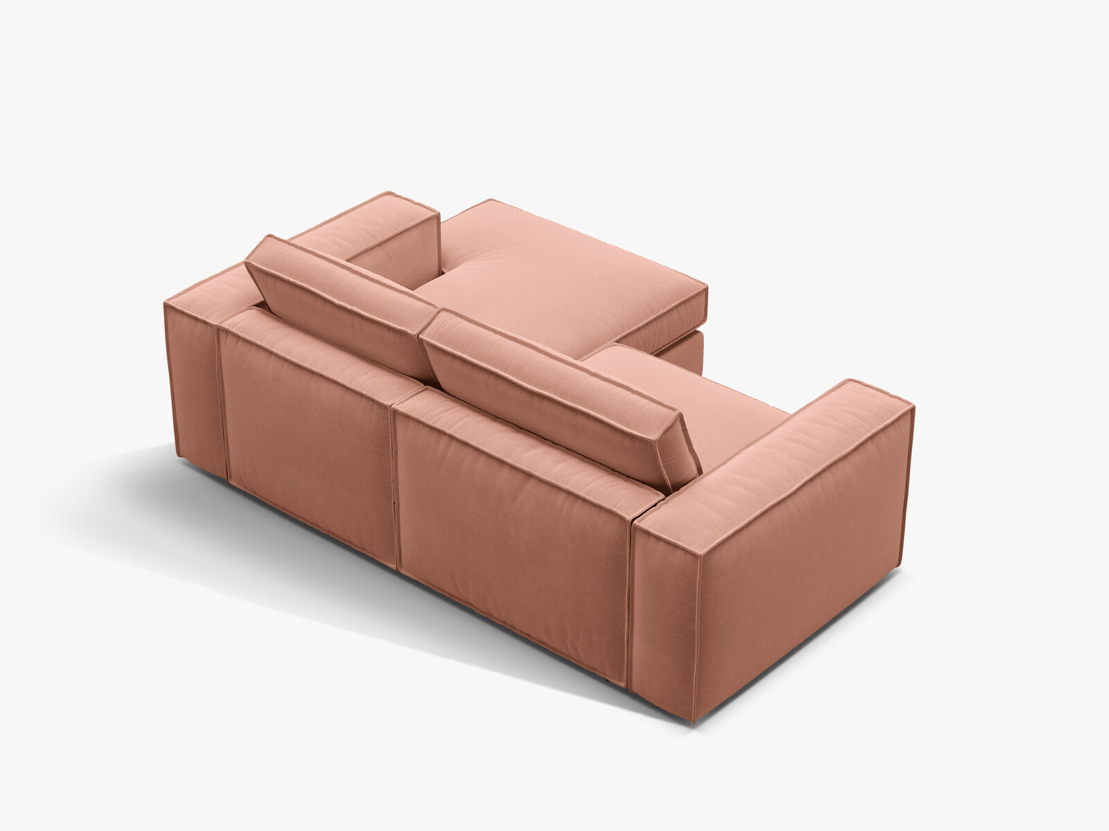 Micadoni modulares Ecksofa Pola 2-Sitzer kleine Version Rechts Samt Salvador Rosa