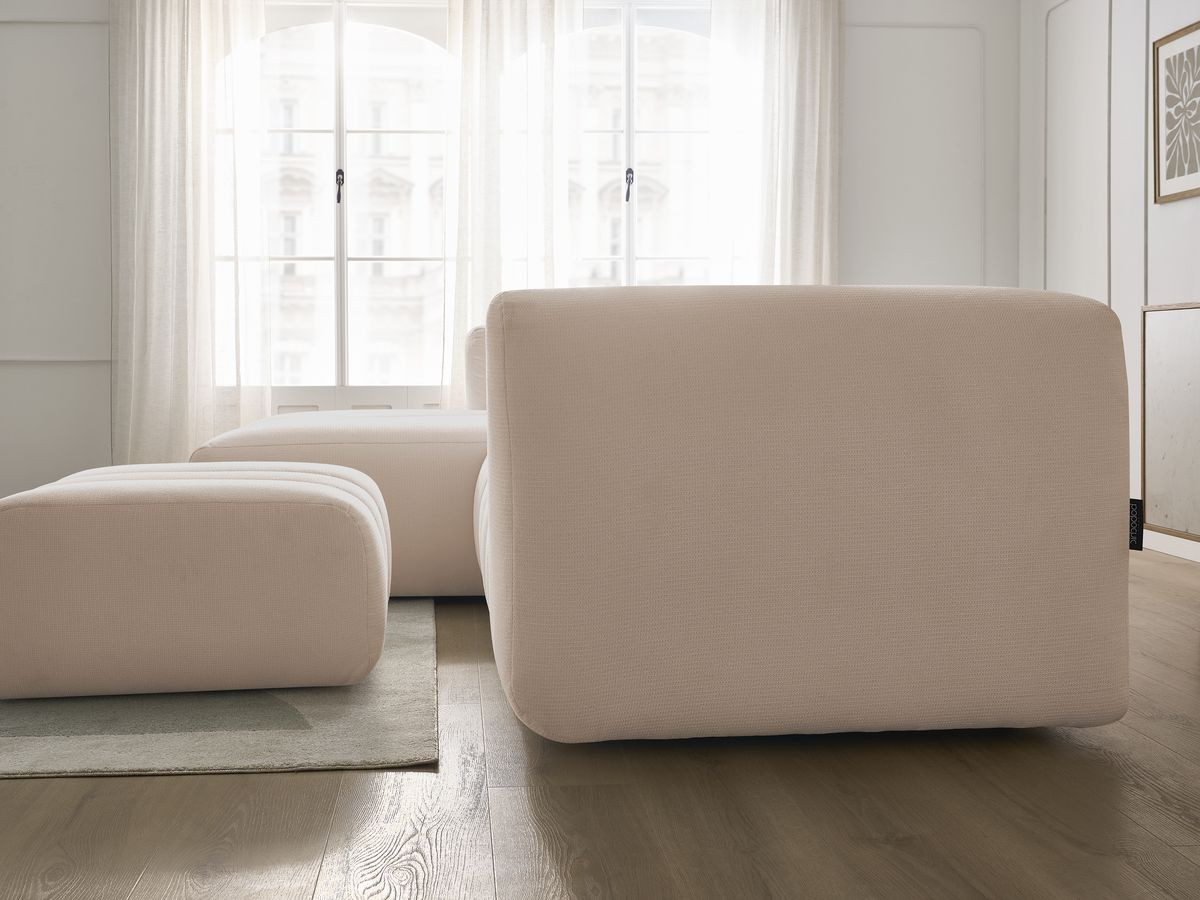 Bobochic Talia Ecksofa mit Pouf Melange-Stoff Beige Ecke links