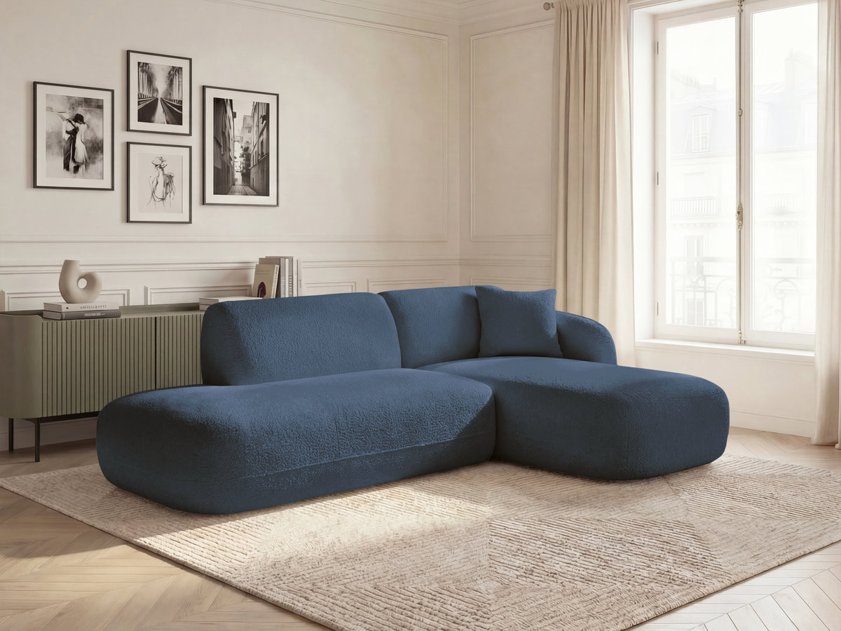 Bobochic Anda Ecksofa 241 × 163 cm Chenille Dunkelblau Ecke rechts