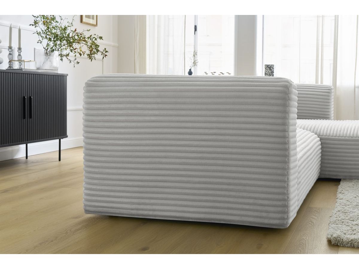 Bobochic Harry Ecksofa Breitcord weich Hellgrau Ecke rechts