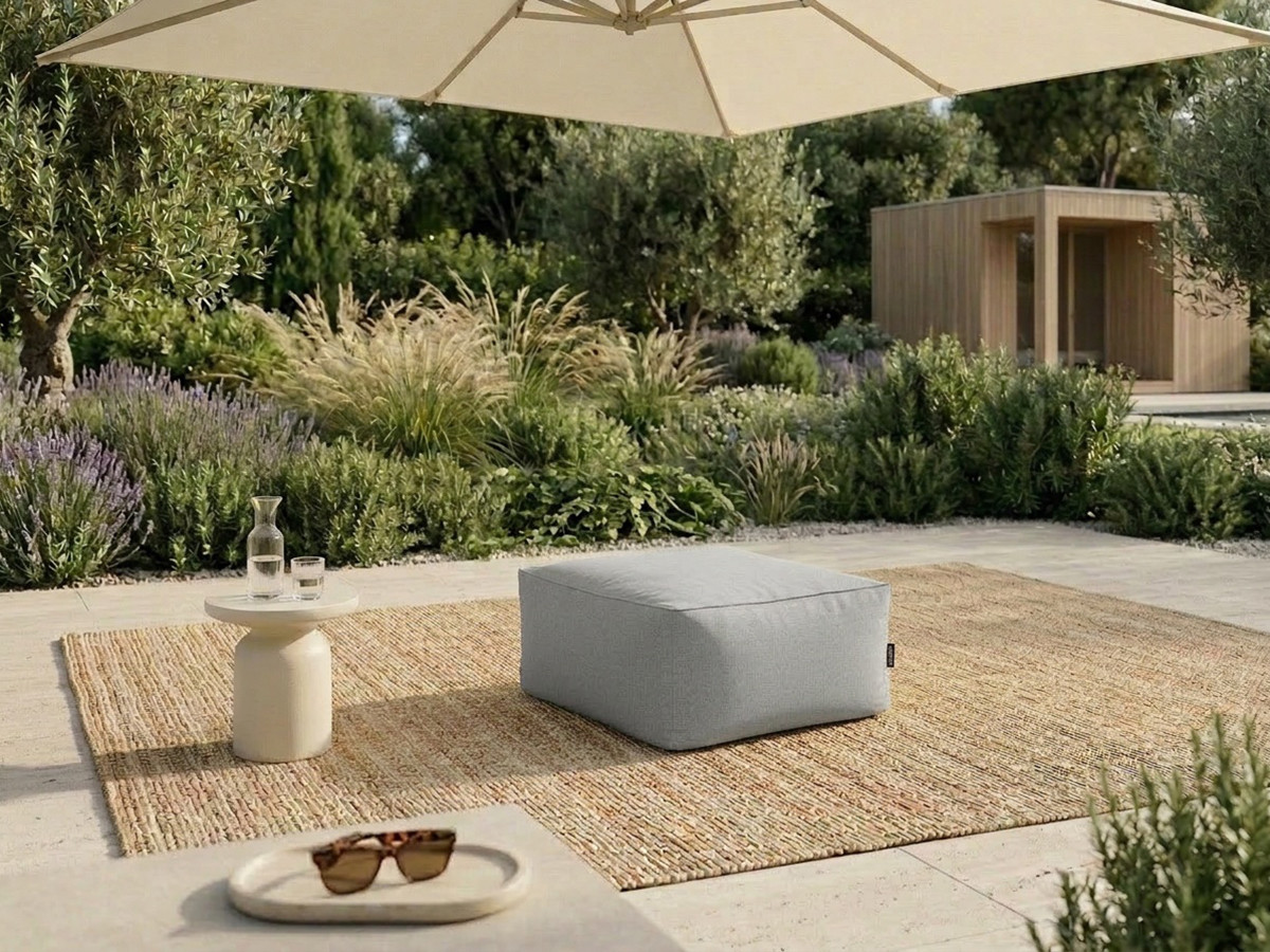 Bobochic Riviera Pouf 80 × 80 cm Stoff Hellgrau