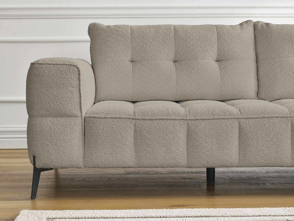 Bobochic Anis Sofa 3-Sitzer mit Pouf Bouclé-Stoff Taupe