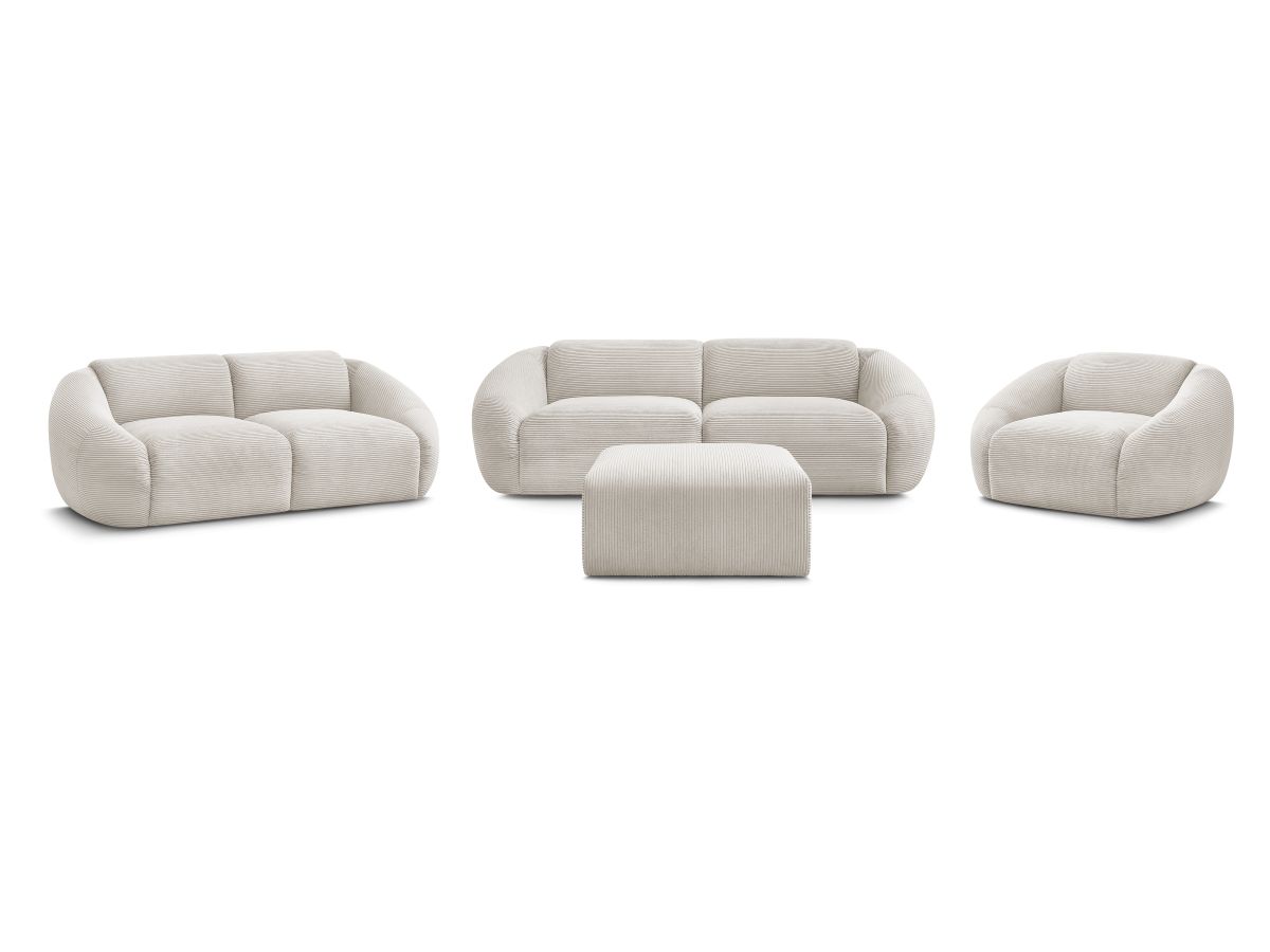 Bobochic Tina Sofa 7-Sitzer mit Pouf Cordsamt Beige