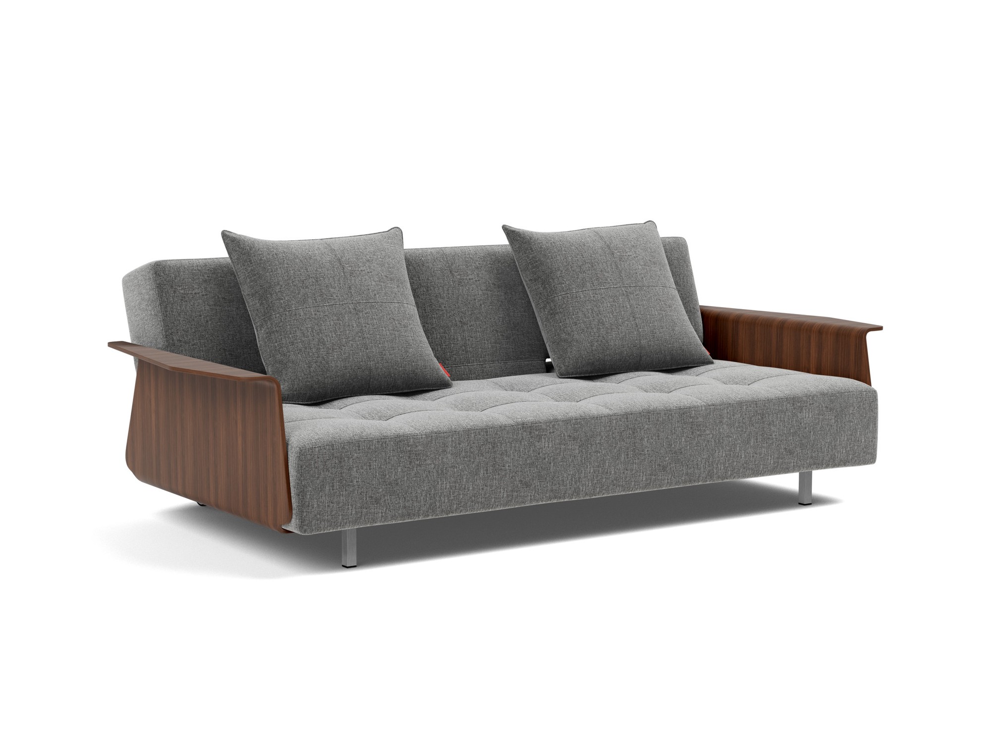 Schlafsofa Long Horn D.E.L. mit Armlehnen Strukturierter Stoff Twist 563-Charcoal
