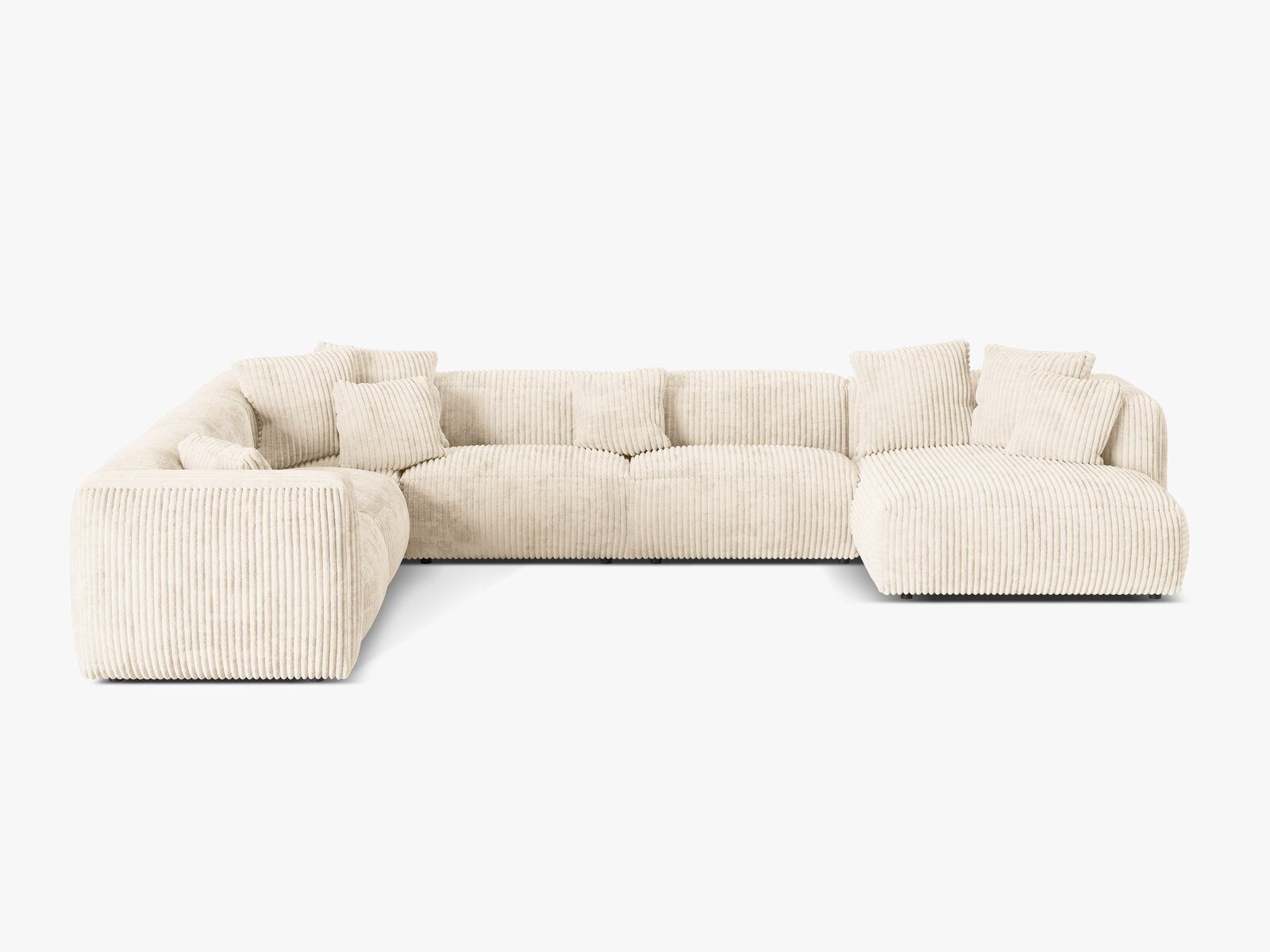 Micadoni modulares Ecksofa XL Martina 6-Sitzer Links Kord Tilia Helles Beige