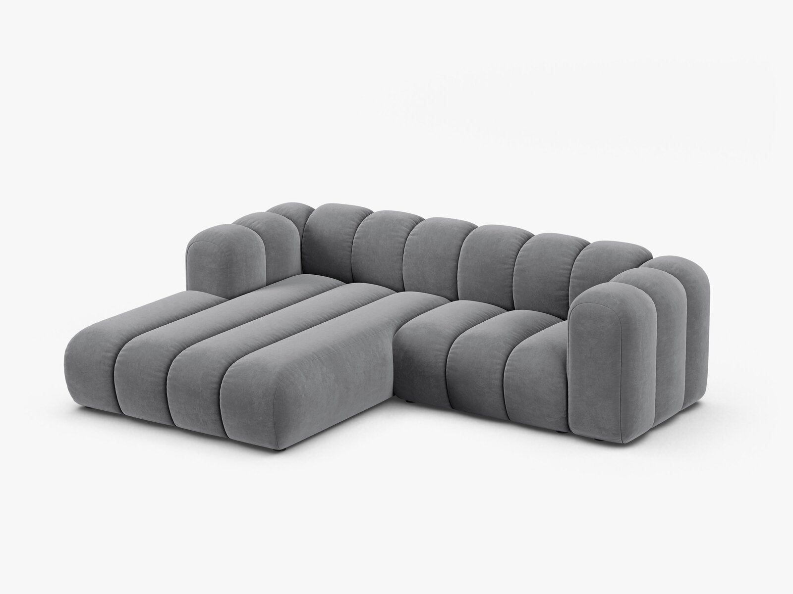 Micadoni Modulares Ecksofa Lupine 3-Sitzer Links Samt Salvador Grau