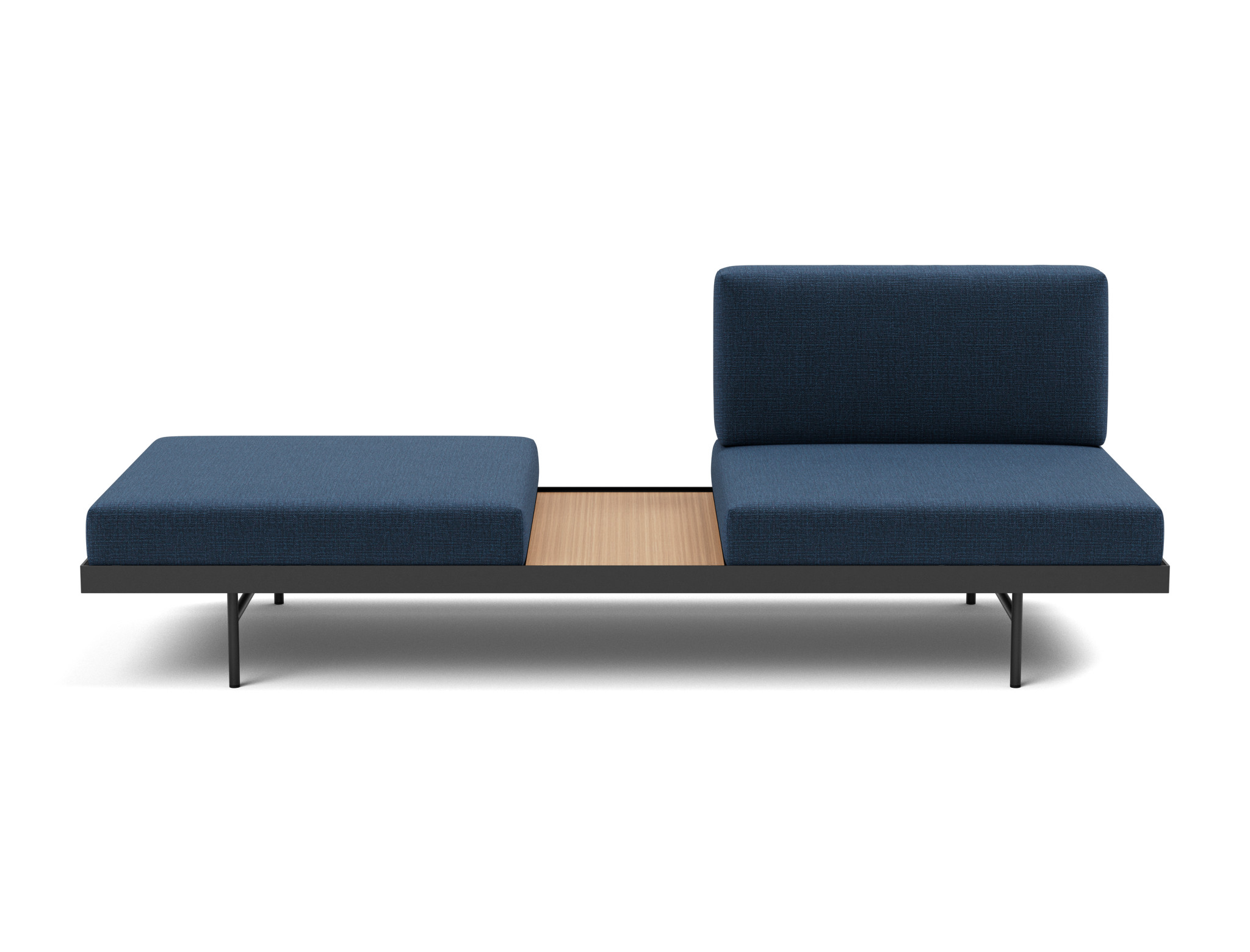 Tagesbett Puri Chenille Esina 414-Indigo-Blue Beine mit Eichentisch
