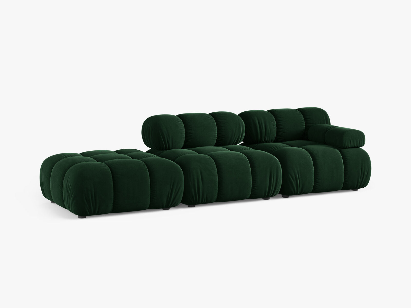 Micadoni Modulares Sofa Bellis 4-Sitzer Links Samt Bluvel Flaschengrün
