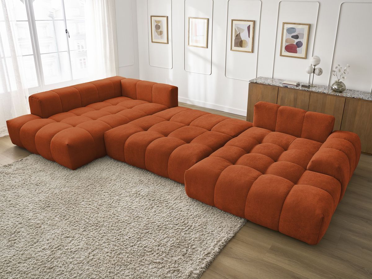Bobochic Everest Wohnlandschaft, 14 Kissen Strukturstoff Orange Ecke rechts