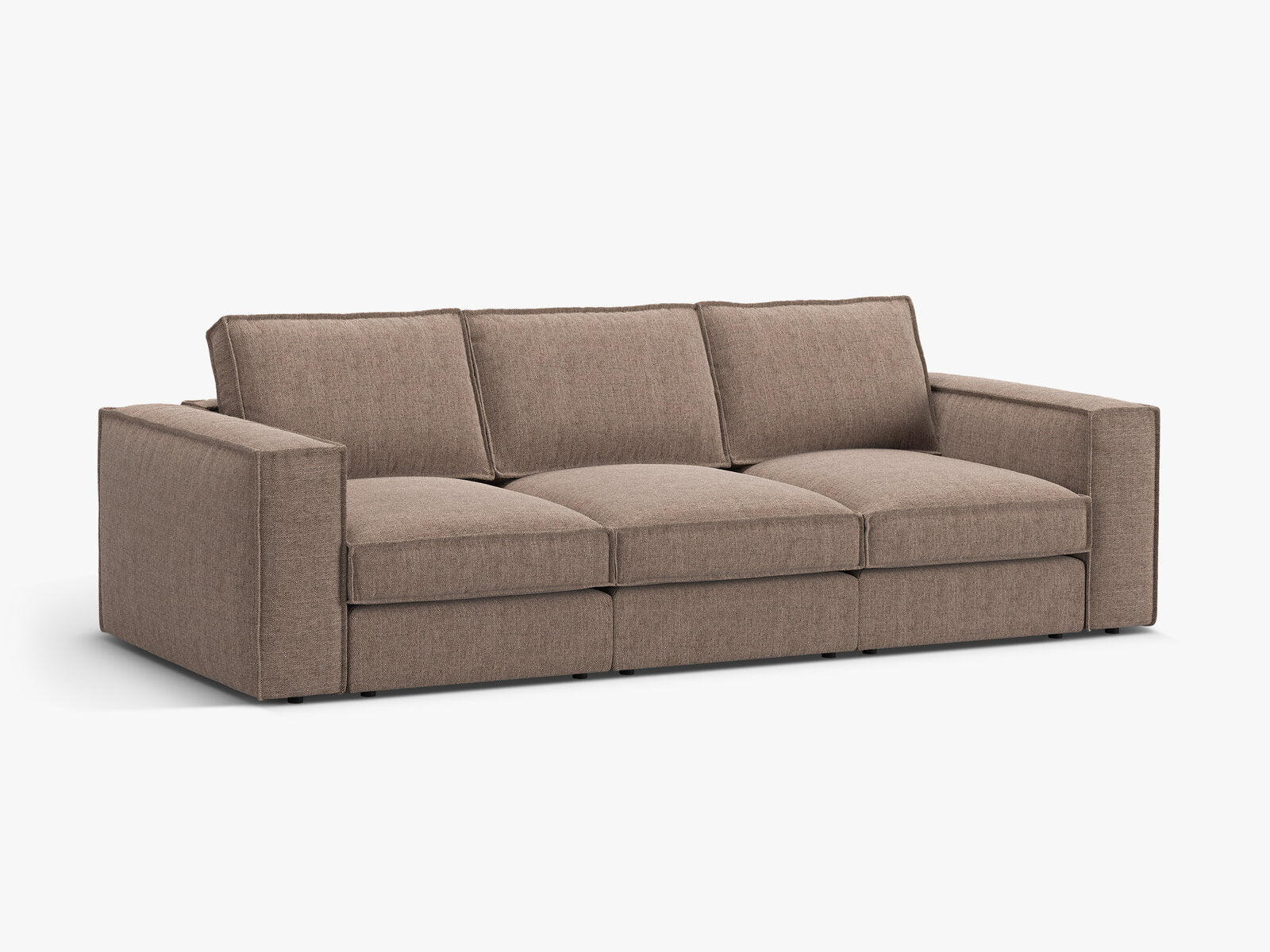 Micadoni modulares Sofa Pola 4-Sitzer Strukturierter Stoff Babel Hellbraun