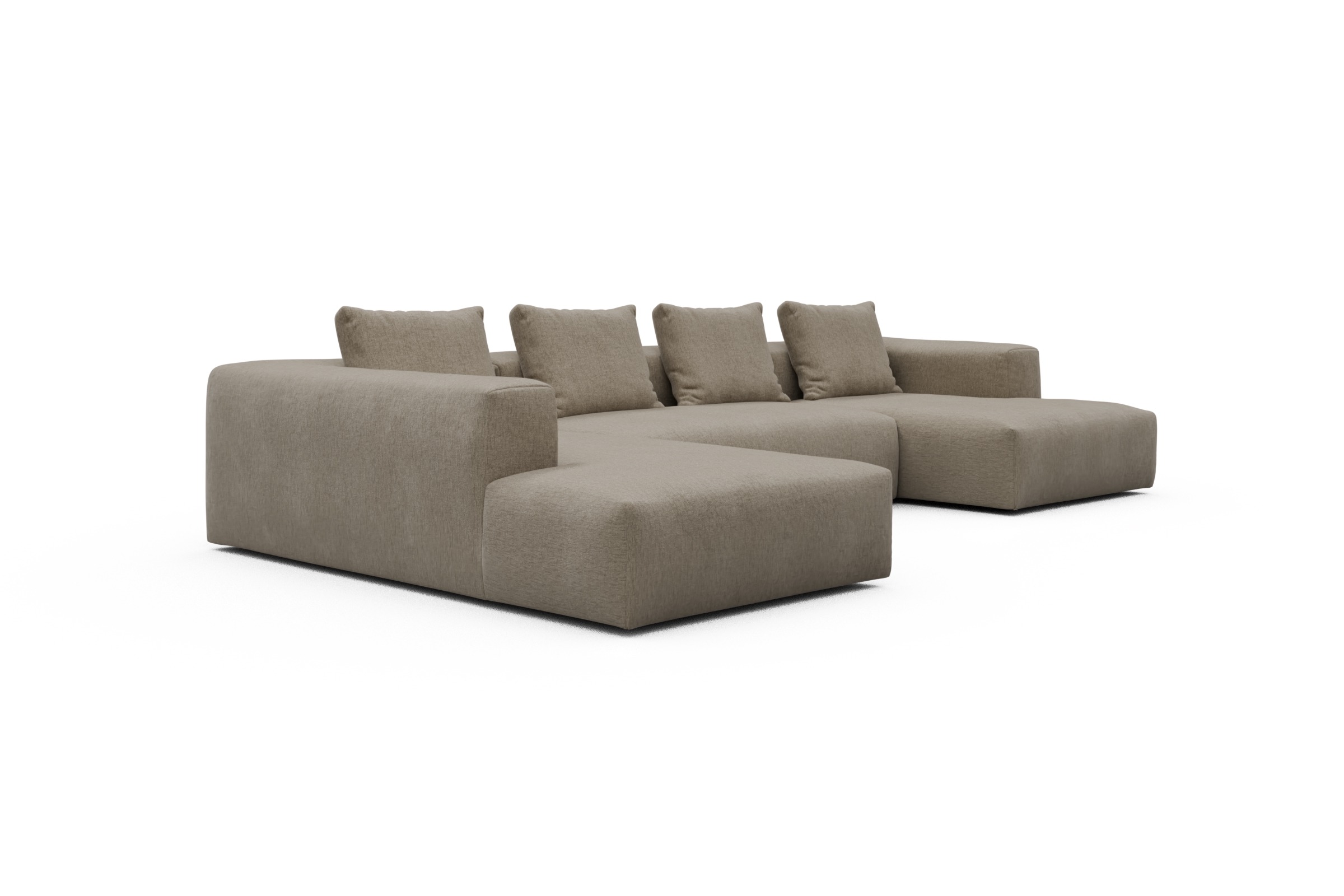 Wohnlandschaft Fred Relax-Ecke links mit 2-Sitzer und Chaiselongue rechts Samt Smooth 810-Beige