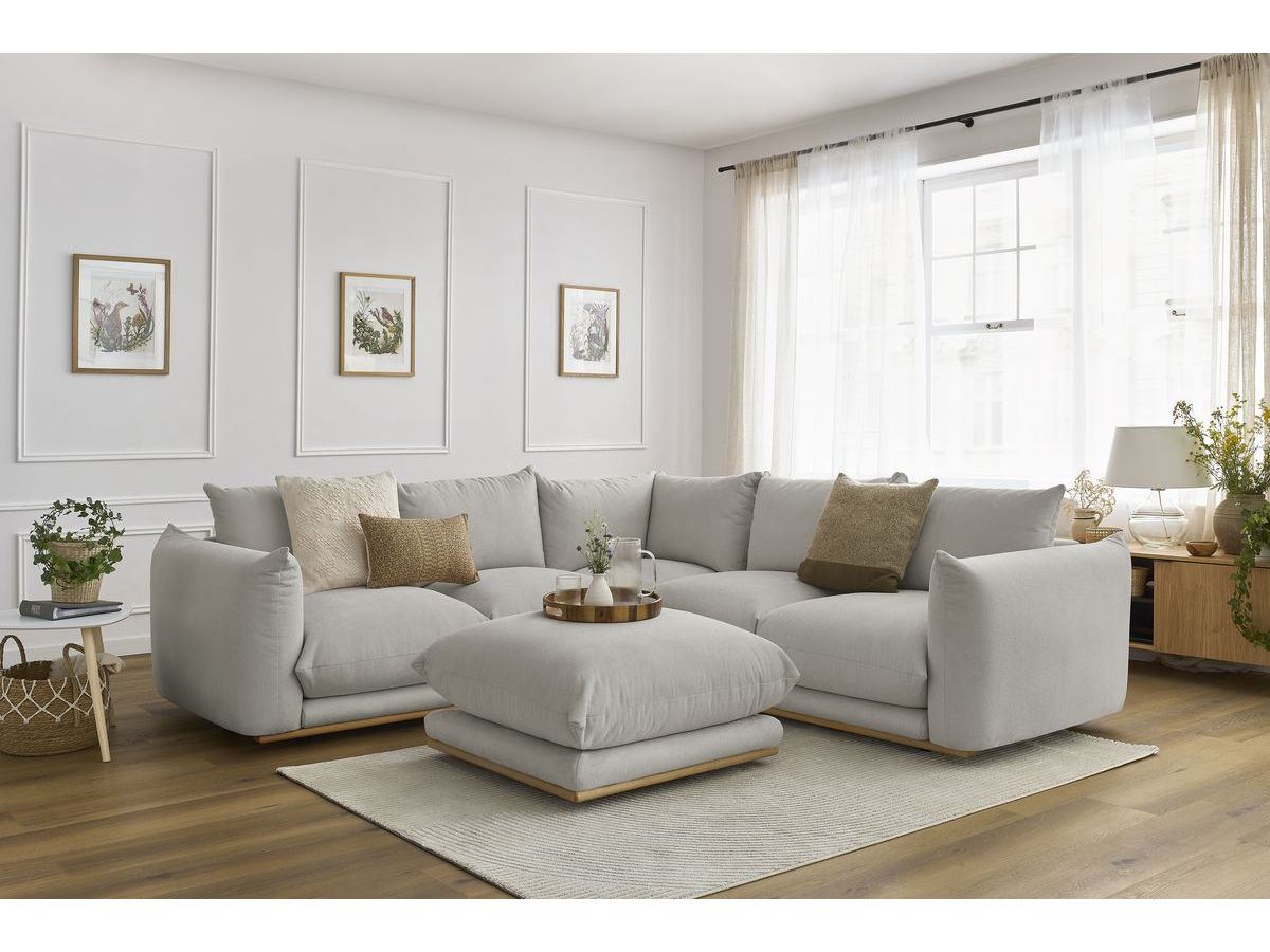 Bobochic Ernest Ecksofa mit Pouf Stoff Hellgrau