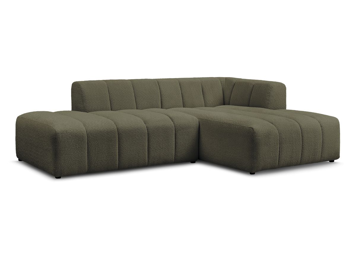 Bobochic Annecy Ecksofa Bouclé-Stoff Grün Ecke rechts
