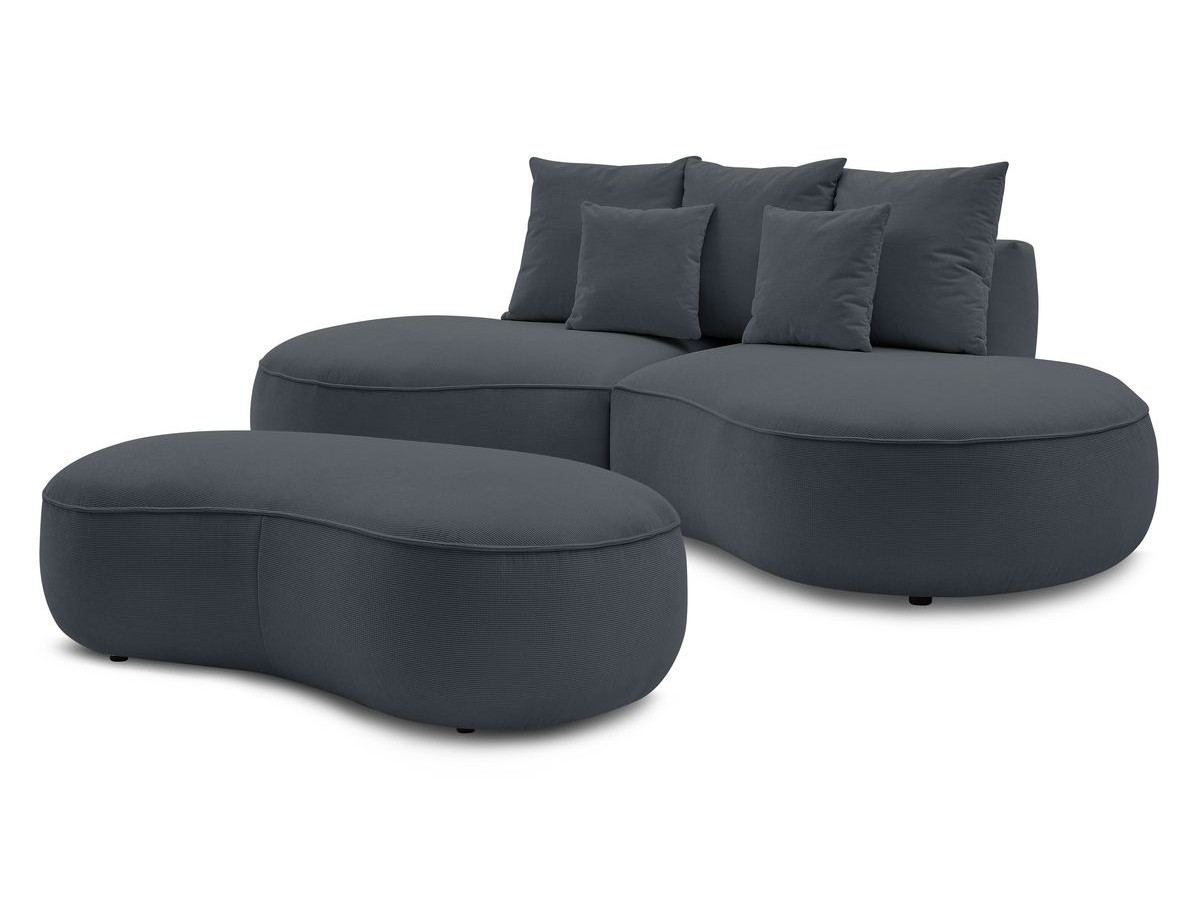 Bobochic Saint-germain Sofa 5-Sitzer mit Pouf Strukturstoff Dunkelgrau