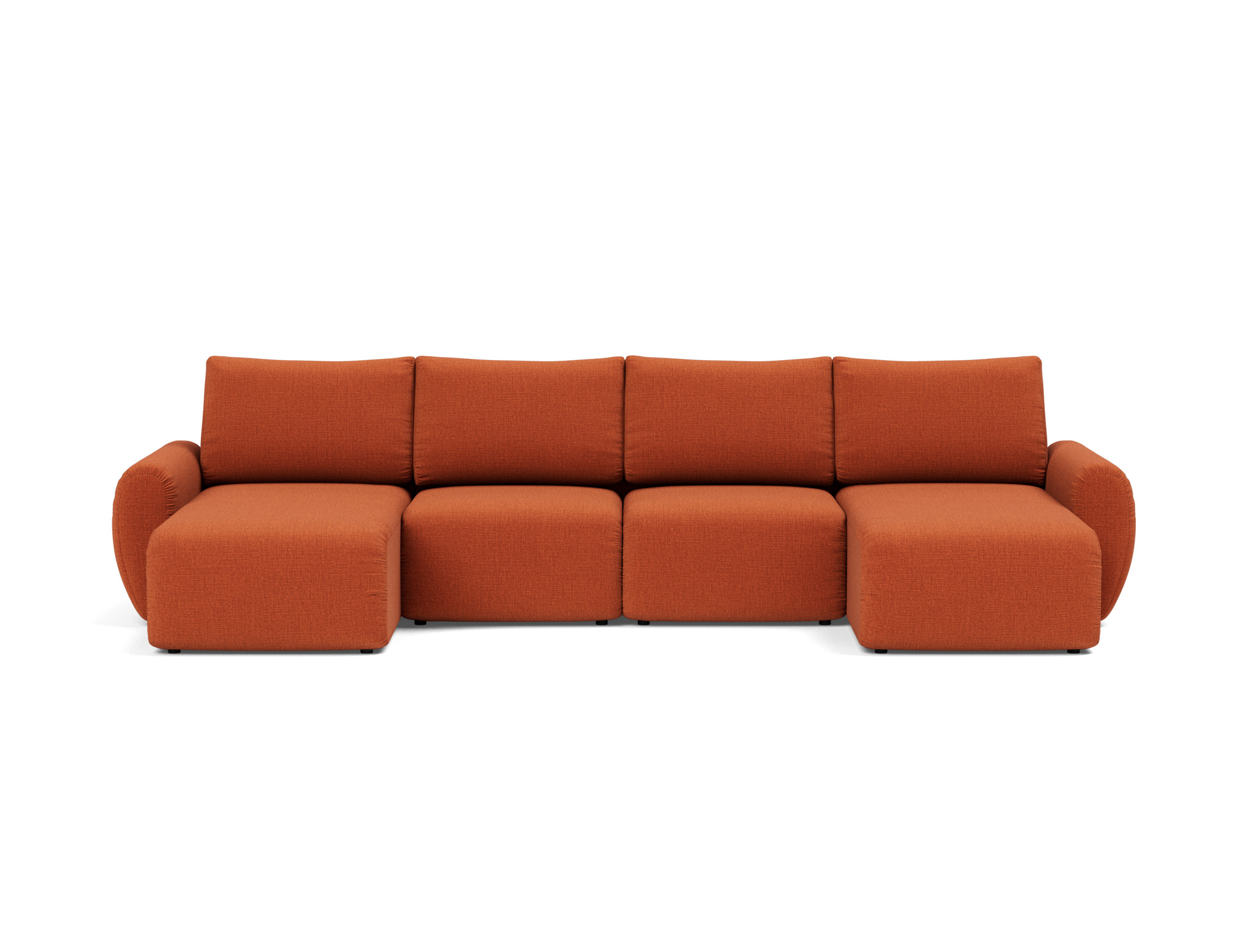 Schlafsofa Norum U-Form mit Curve-Armlehnen Chenille Esina 412-Rust-Orange