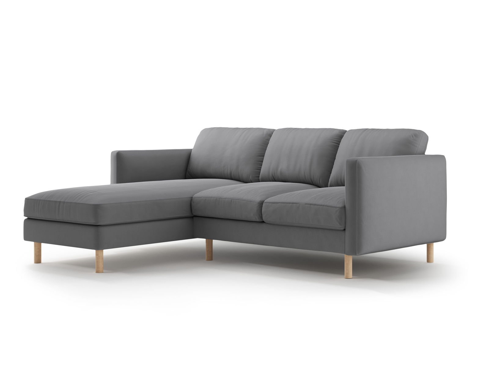 Micadoni Ecksofa Eden 3-Sitzer Links Samt Grau