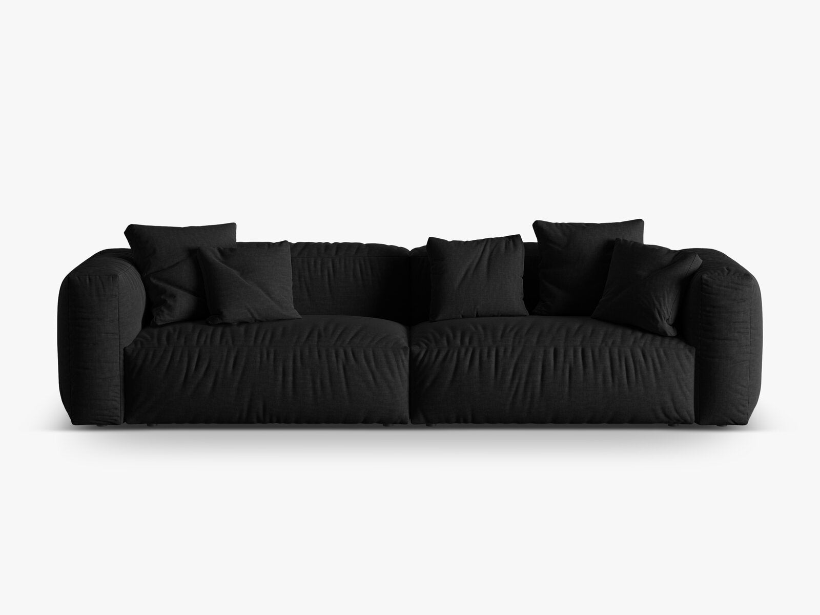 Micadoni Sofa Martina 4-Sitzer Strukturierter Stoff Boston Schwarz