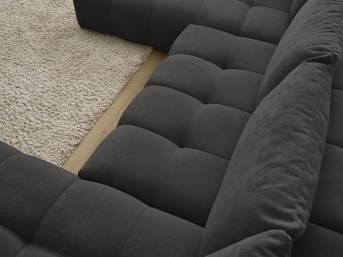 Bobochic Everest Wohnlandschaft, 6 Kissen Strukturstoff Schwarz Ecke rechts