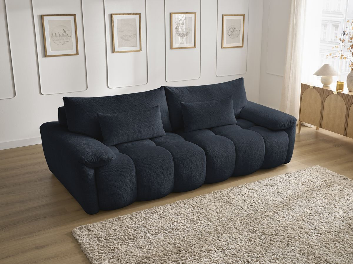 Bobochic Ivane Sofa 3-Sitzer Strukturstoff Dunkelblau