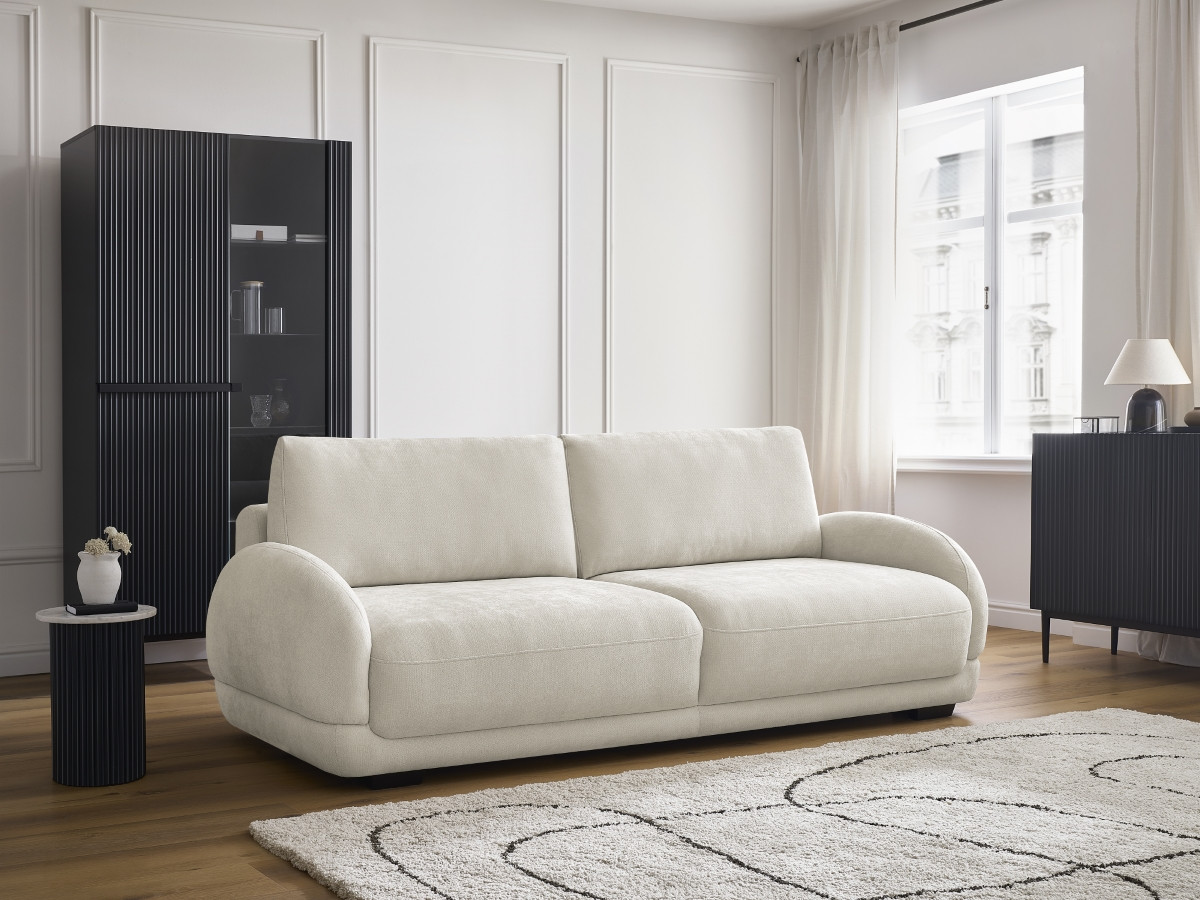Bobochic Monica Schlafsofa 3-Sitzer mit Bettkasten Stoff Weiß