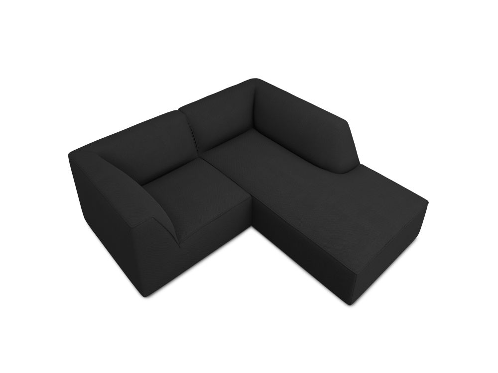Cosmopolitan Design Ecksofa Siena 3-Sitzer Strukturierter Stoff Ottawa Schwarz Rechts