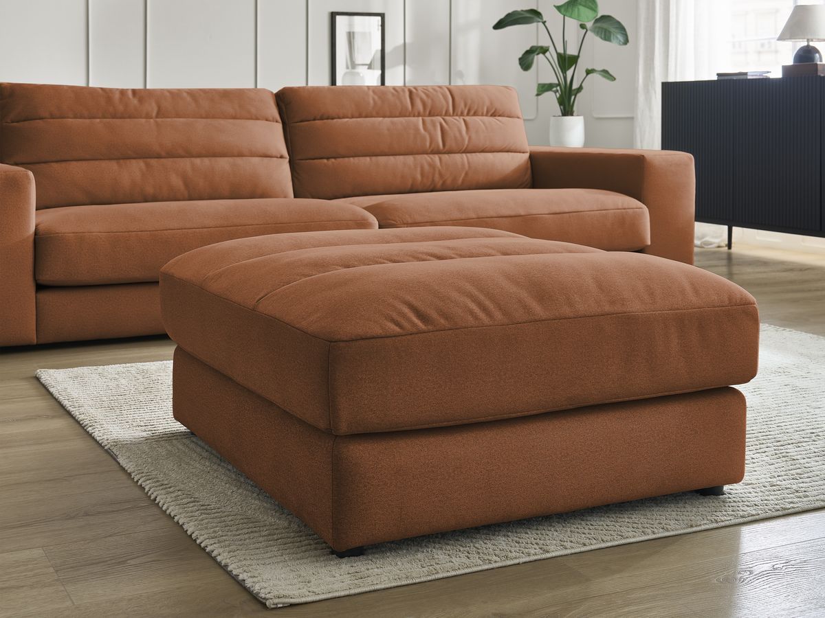 Bobochic Sierra Sofa 4-Sitzer mit Pouf Samt Orange