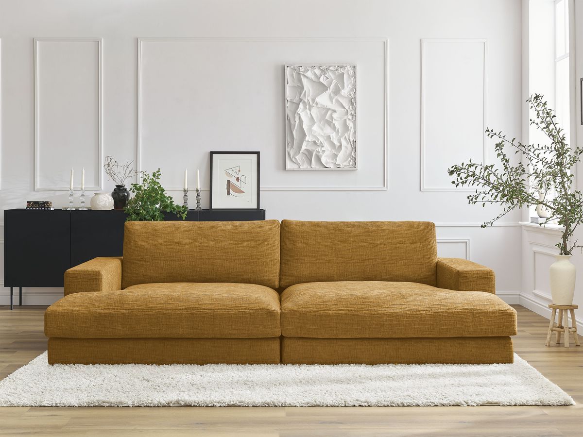 Bobochic Leonard Sofa 4-Sitzer 234 × 159 cm Strukturstoff Gelb