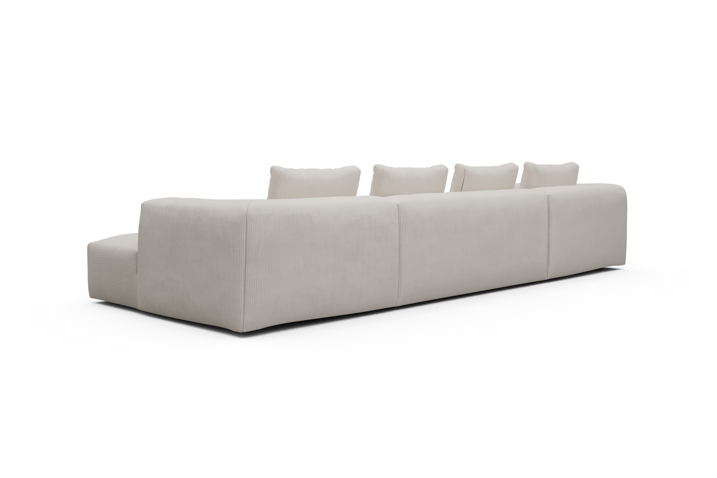 Wohnlandschaft Fred mit 2-Sitzer und Chaiselongue beidseitig Corduroy-Ivory
