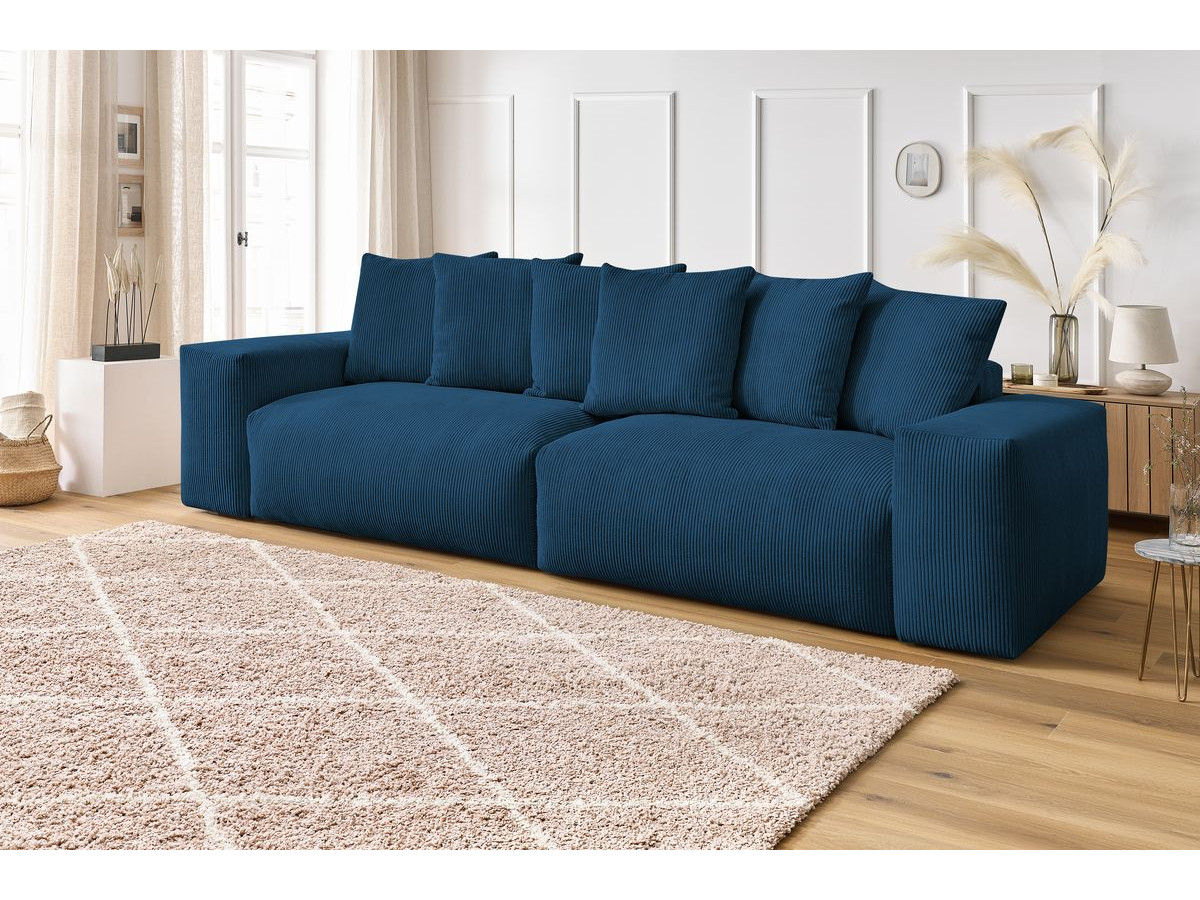 Bobochic Voltaire Sofa 4-Sitzer 320 × 124 cm Cordsamt Dunkelblau