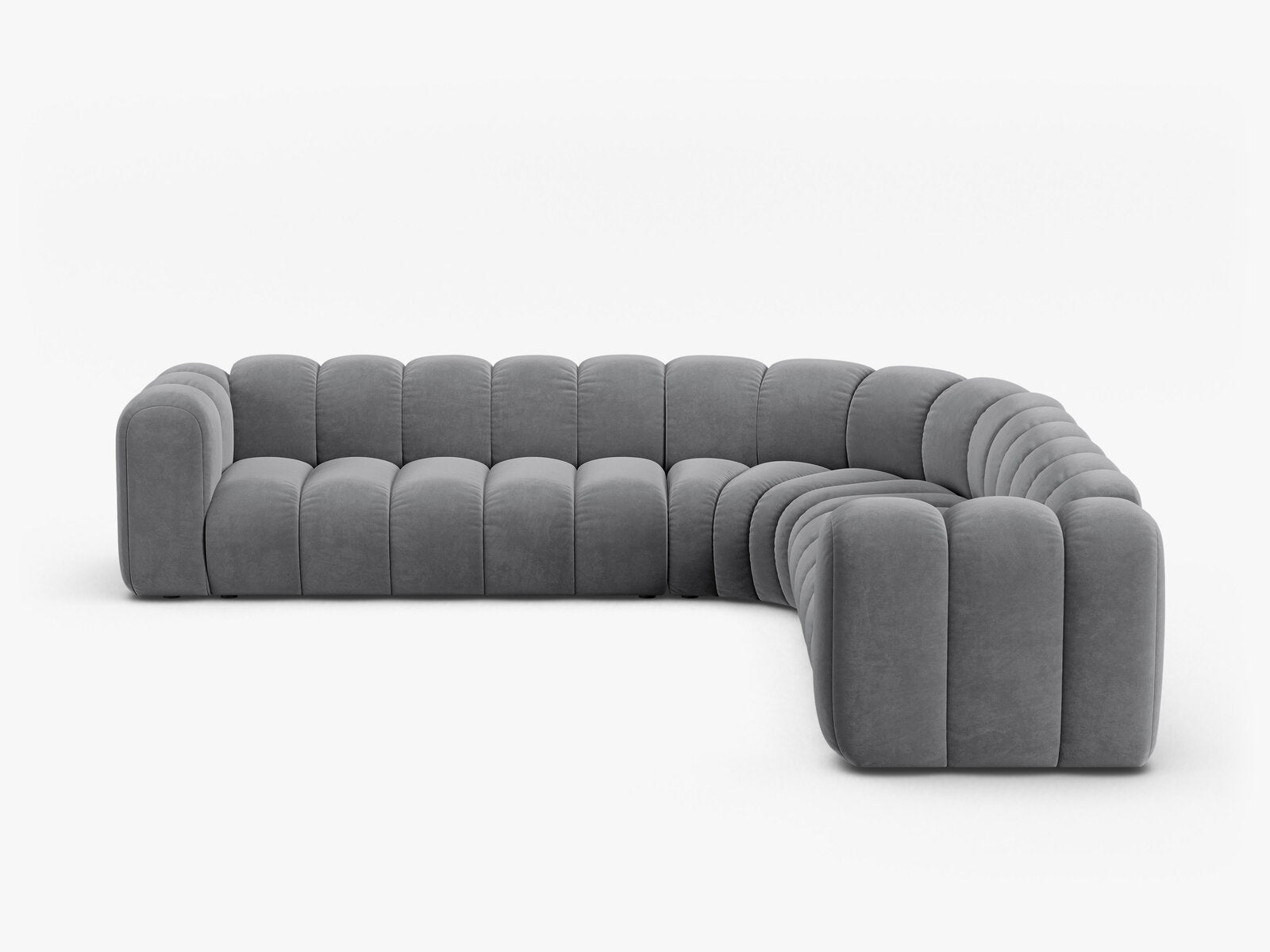 Micadoni symmetrisches Ecksofa Lupine 5-Sitzer  Samt Salvador Grau