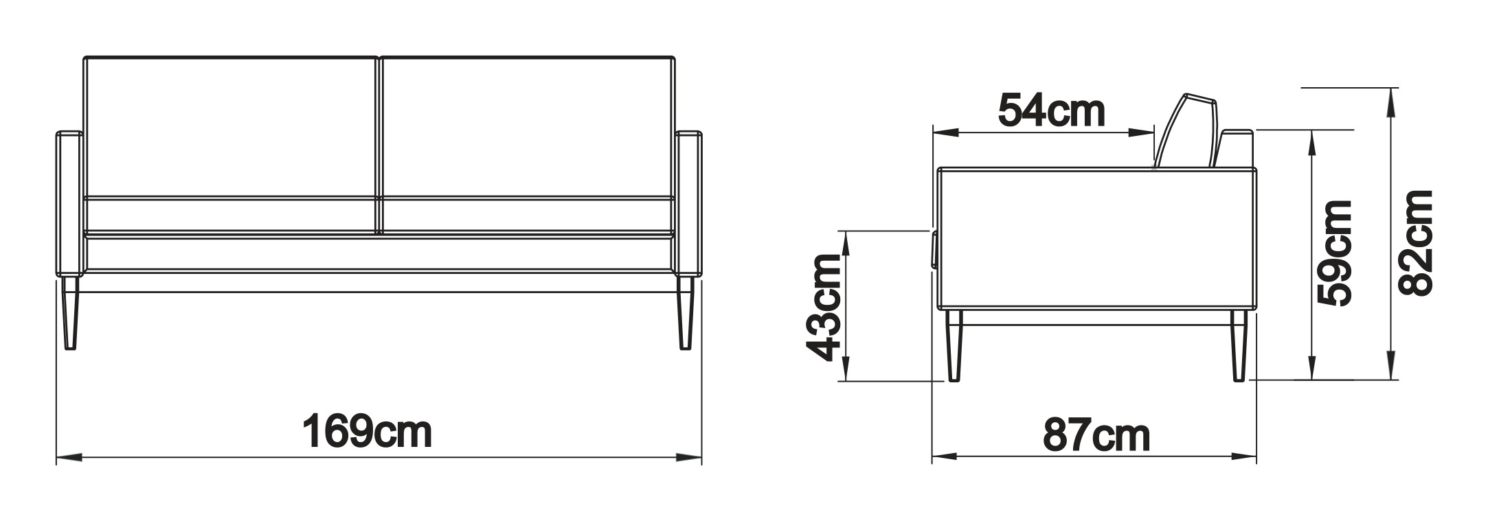 Sofa Bodo 2,5-Sitzer Kord Corduroy 594-Ivory