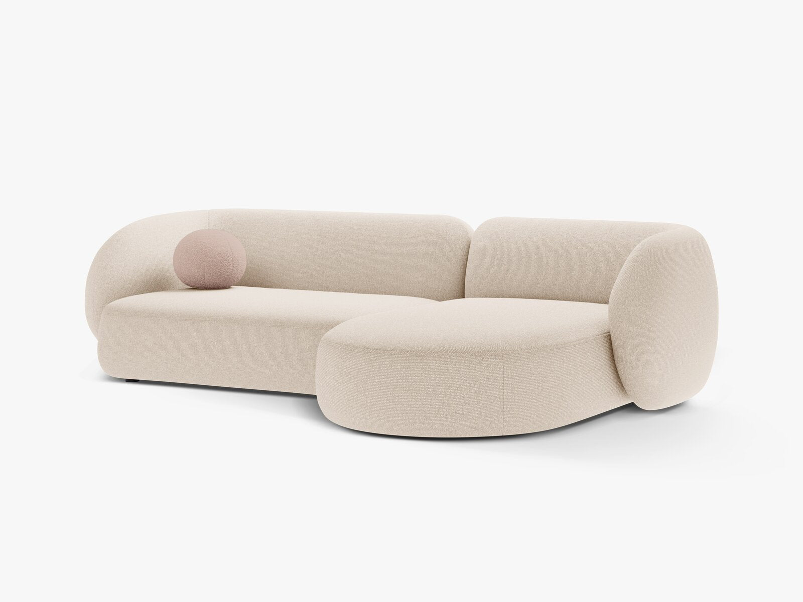 Micadoni Ecksofa Kate 3-Sitzer Rechts Strukturierter Stoff Hellbeige Melange