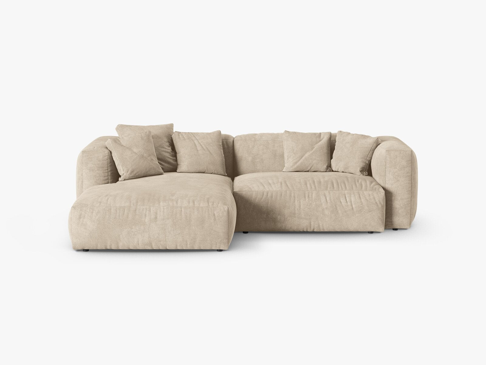 Micadoni Ecksofa Martina 2-Sitzer 90cm Sitztiefe Links Samt Vogue Helles Beige