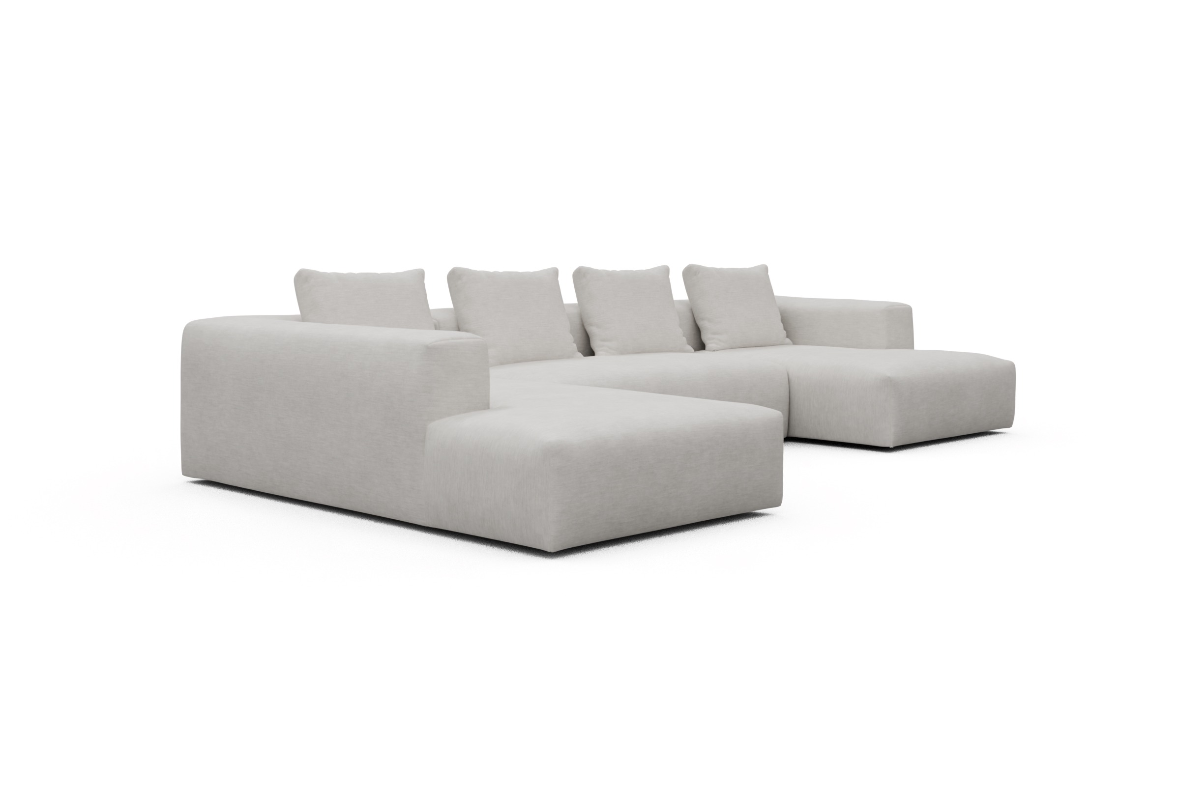 Wohnlandschaft Fred Relax-Ecke links mit 2-Sitzer und Chaiselongue rechts Vivus-Dusty-Off-White