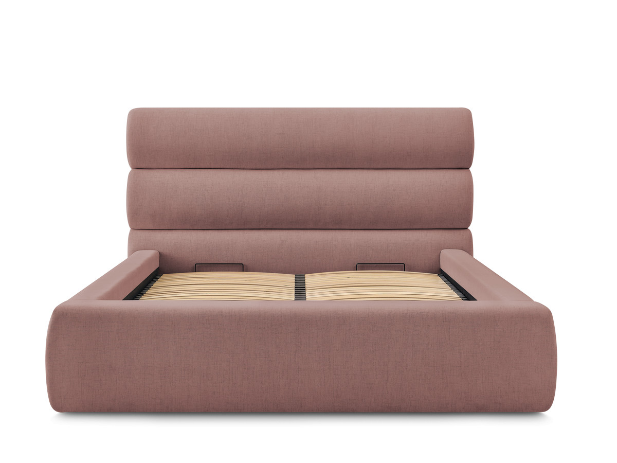 Bobochic Jagna Polsterbett mit Bettkasten Stoff Rosa, Liegefläche 160 × 200 cm