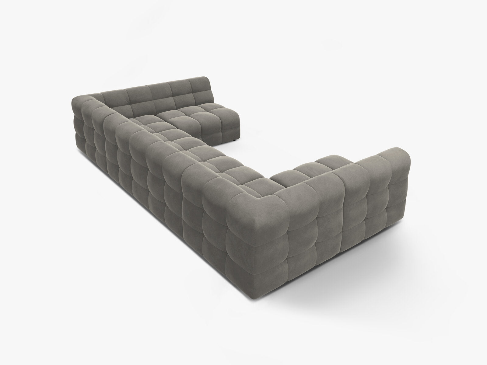 Micadoni Panorama-Sofa Kendal 7-Sitzer Samt Magic Velvet Dunkelgrau