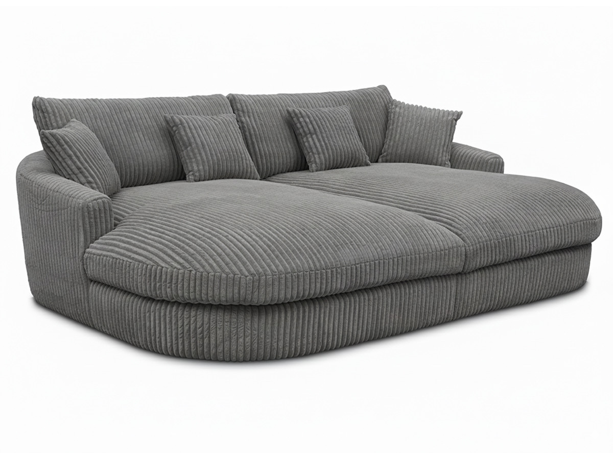 Bobochic Belem Sofa 3-Sitzer Breitcord weich Dunkelgrau