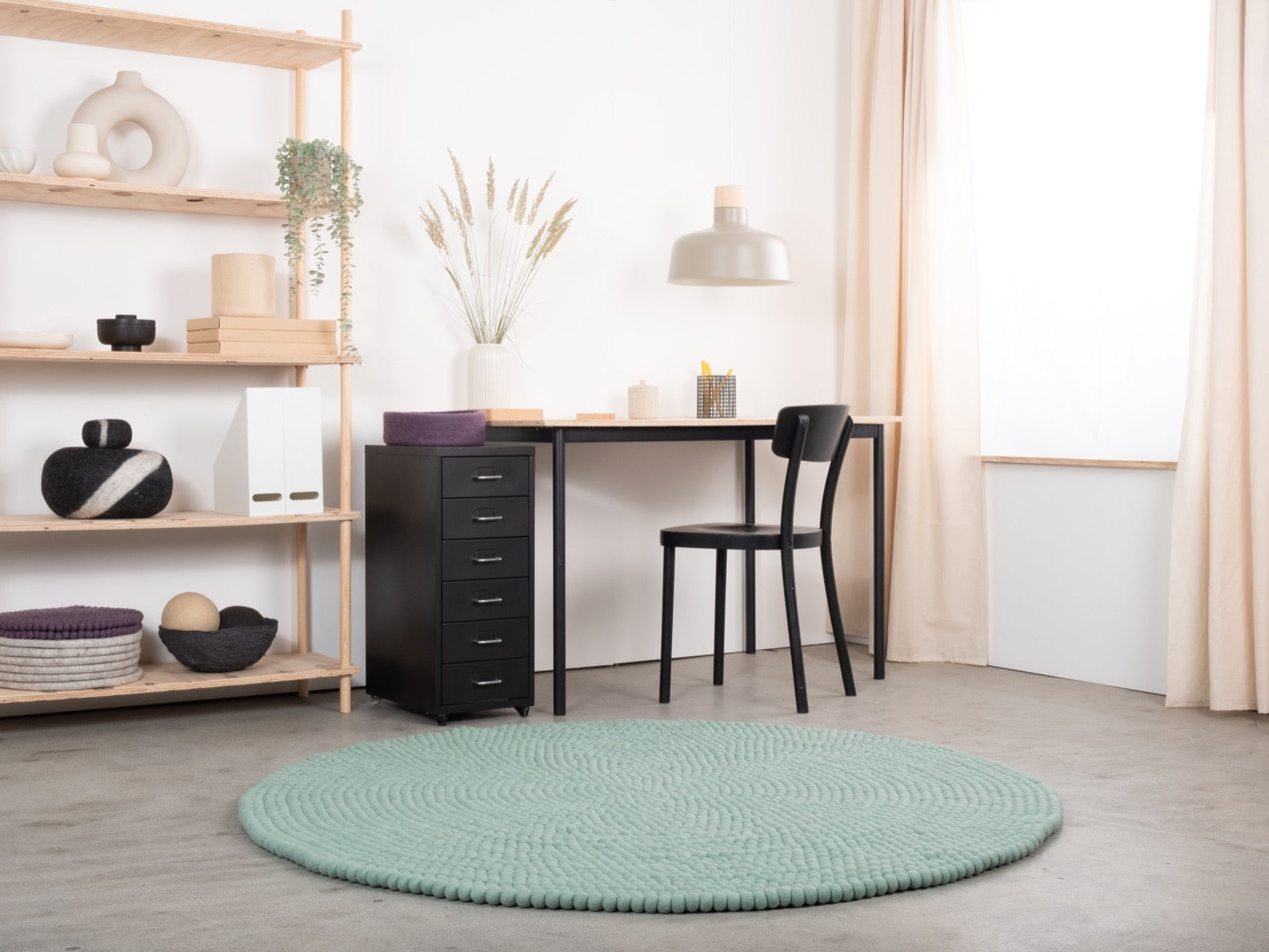 myfelt Fine Filzkugelteppich Türkis rund Ø 50 cm
