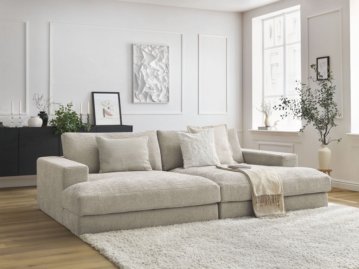 Bobochic Leonard Sofa 4-Sitzer 234 × 159 cm Strukturstoff Beige