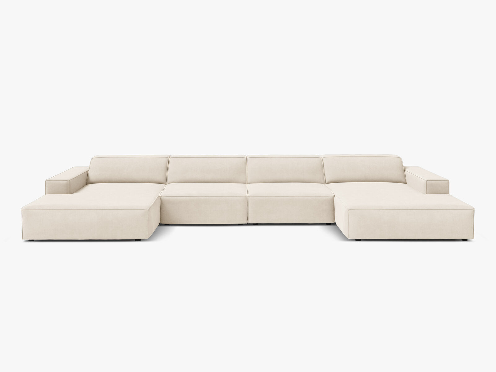 Micadoni Panorama-Sofa Jodie 6-Sitzer Samt Bluvel Helles Beige