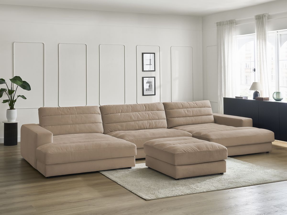 Bobochic Sierra Wohnlandschaft mit Pouf Samt Taupe