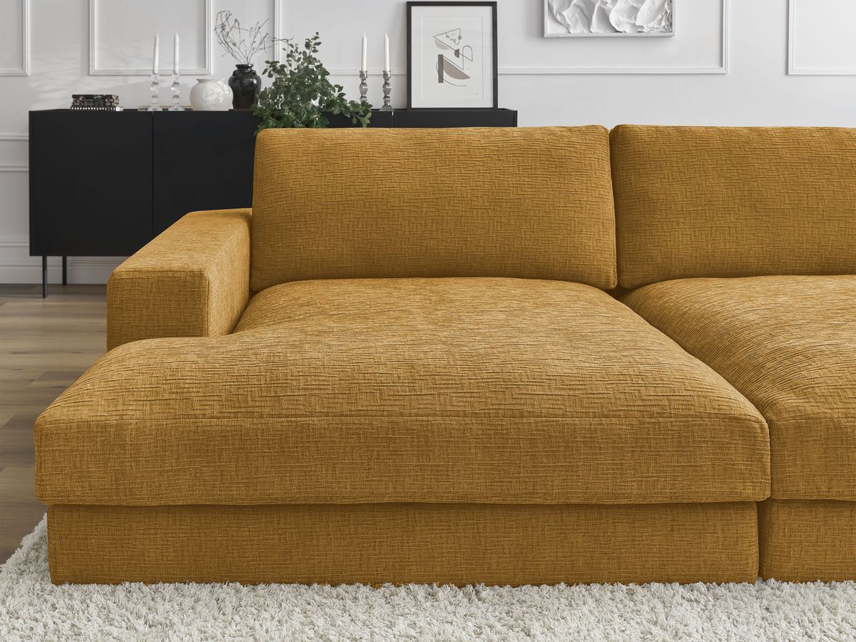 Bobochic Leonard Sofa 4-Sitzer 234 × 159 cm Strukturstoff Gelb