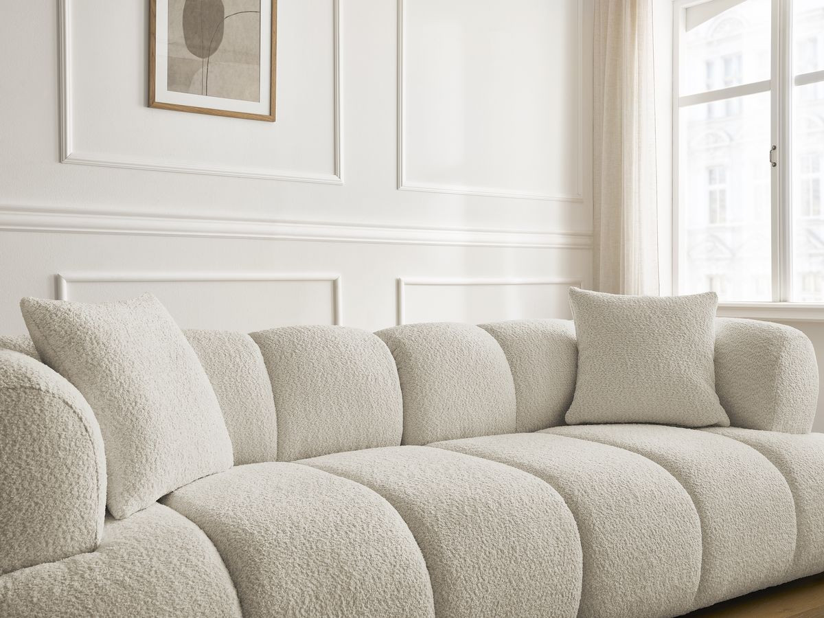Bobochic Pamira Sofa 3-Sitzer Bouclé-Stoff Beige