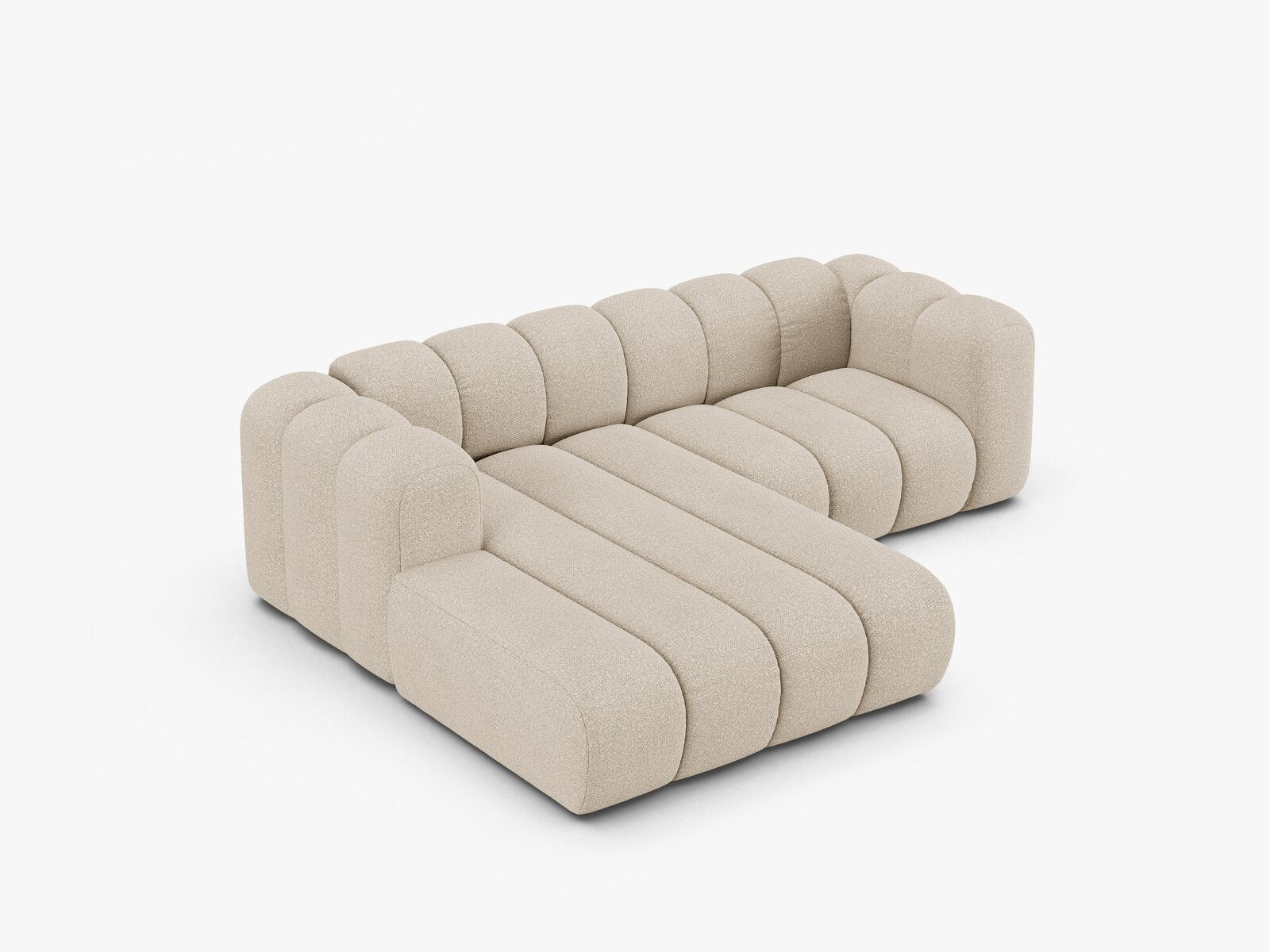 Micadoni Modulares Ecksofa Lupine 3-Sitzer Links Boucle Baloo Beige