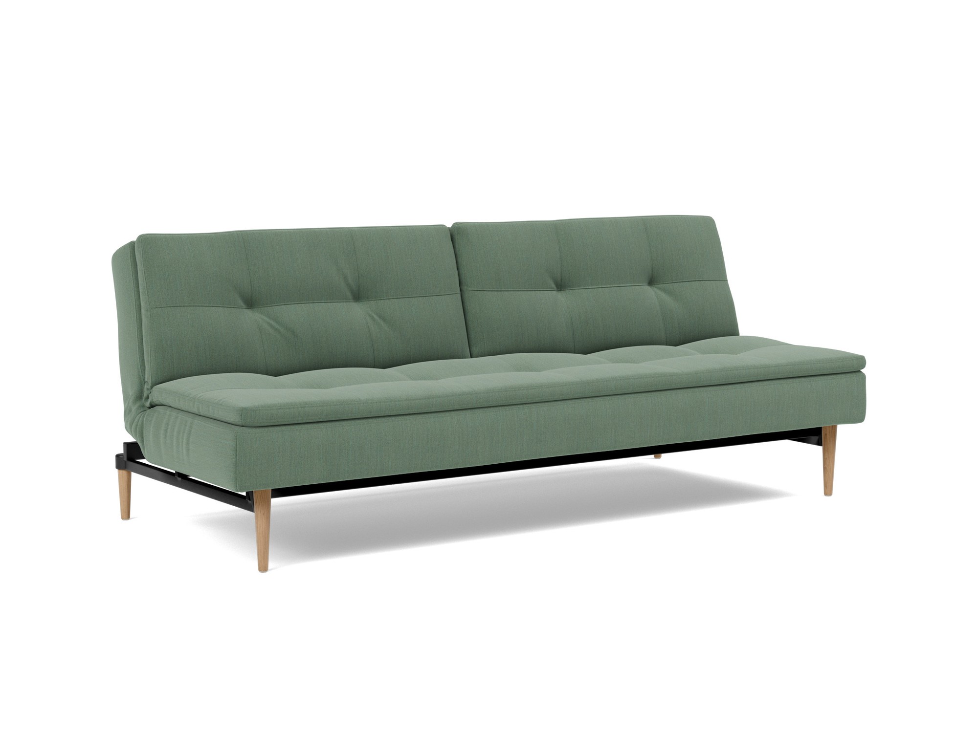 Schlafsofa Dublexo Flachgewebe Elegance 518-Green Beine Styletto Eiche hell