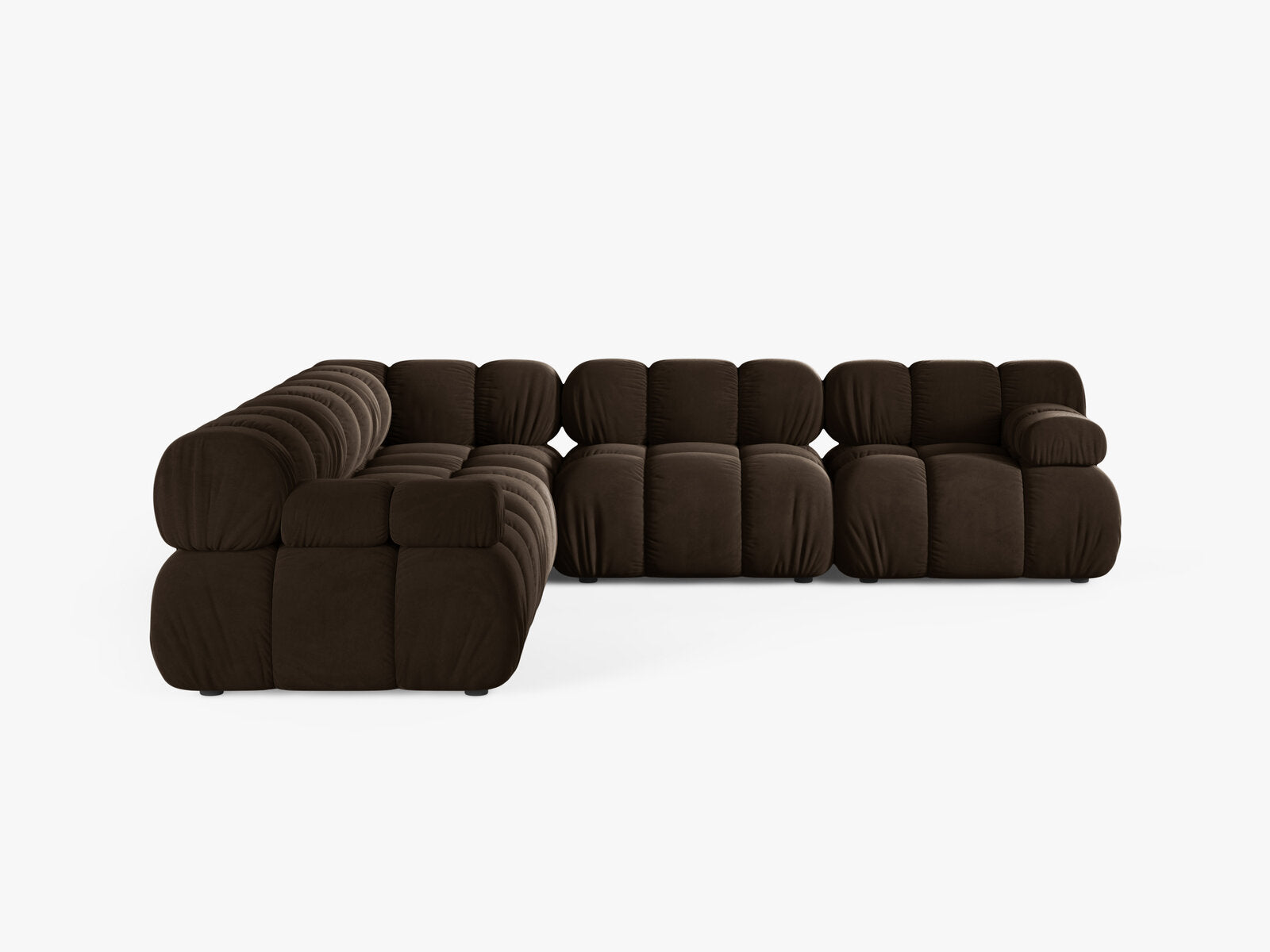 Micadoni Symmetrisches Ecksofa Bellis 5-Sitzer Samt Bluvel Dunkelbraun